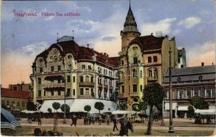 1914 Nagyvárad, Oradea; Fekete Sas szálloda, piac, gyógyszertár / hotel, shops, pharmacy, market (EK)