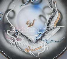 Japán Kutani, litofán, gésafejes (csésze alján, áttetsző) tojáshéj porcelán teás készlet 6 személyes...