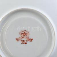 Japán Kutani, litofán, gésafejes (csésze alján, áttetsző) tojáshéj porcelán teás készlet 6 személyes...