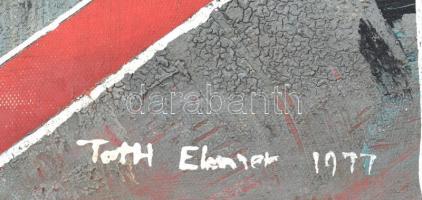 Tóth Elemér (?-?): Vörös kompozíció 1977. Olaj, vászon. keret nélkül. 50x40cm