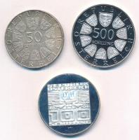 Ausztria 1972. 50Sch Ag "350 éves a Salzburgi Egyetem" + 1976. 100Sch Ag "Karintia 10...