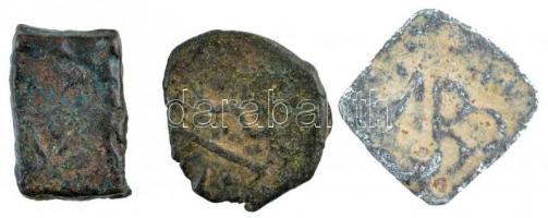 India 3db-os érmetétel a korai időkből (Janapada, Sawrashtra, Portugál India) T:3 India 3pcs coin lot from the early times (Janapada, Sawrashtra, Portugese India) C:F
