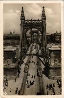 1932 Budapest, Erzsébet híd, villamos (kis szakadás / small tear)