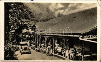 1944 Lévárt, Lévárd, Leváre; Gyógyfürdő veranda és park. Blaskó János kiadása / spa and park, auto (EK)