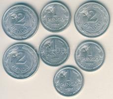 1941-44. 1P (4x), 2P (3x) mindegyik "sarló-kalapács" ellenjeggyel T:2,2/3+