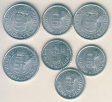 1941-44. 1P (4x), 2P (3x) mindegyik "sarló-kalapács" ellenjeggyel T:2,2/3+