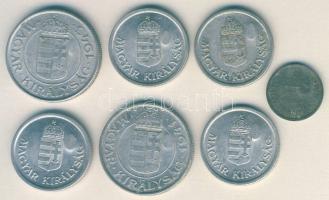 1941-44. 2f (1x), 1P, (4x), 2P (2x) mindegyik "koronás-címeres" ellenjeggyel T:2,2/3+,3