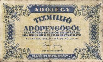 1946. Kis AP tétel, benne 10.000AP (1x), 50.000AP (1x), 100.000AP (1x), 500.000AP (17x), 1000.000AP ...