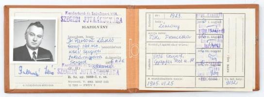 6 db igazolvány (Szegedi Fürdők és Hőforrás, Kotró és Vasútépítő Vállalat, Kenderfonó és Szövőipari ...