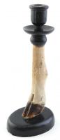 Figurális gyertyatartó trófea, afrikai antilop lábbal díszítve, kopott, m:29cm