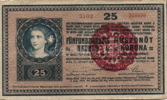 1918. 25K "hullámos" hamis, piros "Magyarország" bélyegzővel T:III
