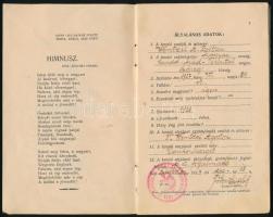 1933 Szeged, irredenta elemi népiskolai értesítő könyvecske