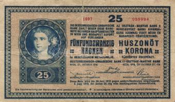 1918. 25K "hullámos" (2x), az egyik alacsony sorszámmal, a másik hátoldalán "Szegedi ...