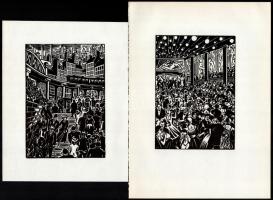 Frans Masereel (1889-1972): 15 db fametszet, papír, jelzett a fametszeten, lap széle kissé sérült, 16x11 cm