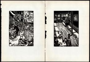 Frans Masereel (1889-1972): 15 db fametszet, papír, jelzett a fametszeten, lap széle kissé sérült, 1...