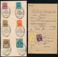 Románia 1921 Nyomtatvány nagyváradi kommunális adóilleték bélyeggel + 1942 Szt László Ünnepi hét Nagyvárad emléklap alkalmi bélyegzéssel