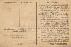1946. Pénztárjegy 100.000AP-ről (2x) egymásutáni sorszámokkal T:II