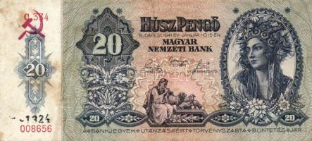 1930-41. 10P, 20P, 50P (2x), 100P mindegyik hamis sarló-kalapács fny-sal T:II,II/III