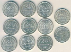 Szovjetunió 1924-30. 20k Ag (11x) T:2,2/3,3+