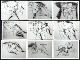 30 db erotikus rajz, fotó másolata cca 1930 12x9 cm