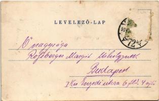 1903 Üdvözlet az Árpád Kávéházból. Budapest, Erzsébet körút 8. Róth Mór és Társa, Szecessziós litho ...