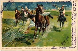 1901 Magyar lakodalom / Ungarischer Hochzeitszug. Kuenstlerpostkarte No. 2268. vonn Ottmar Zieher litho, unsigned Raoul Frank