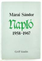 Márai Sándor: Napló 1958-1967. München, Újváry Griff Verlag. Kiadói egészvászon kötés, papír védőborítóval, jó állapotban.