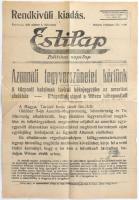 1918. október 5. A Kolozsvári Esti hírlap különkiadása az I. világháború végét jelentőOsztrák-Magyar fegyverszünetről