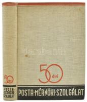 Posta mérnöki szolgálat. 1887-1937. Szerk.: Rimótzy Mihály, Hajnóczy Vilmos, Magyari Endre et alii. Bp, [1938.],Stádium-ny., 18+368 p. + 50 (fekete-fehér fotók) t. + 8 (arckép gyűjtemény) t. + 9 (színes reklámgrafika, jelzettek a nyomaton (Tetlák R.)) t. Rendkívül gazdag fekete-fehér képanyaggal illusztrált. Kiadói festett egészvászon kötésben, kissé foltos borítóval, jó állapotban.