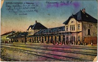 1917 Székelykocsárd, Kocsárd, Lunca Muresului; vasútállomás. Vasúti levelezőlapárusítás / railway station (r)