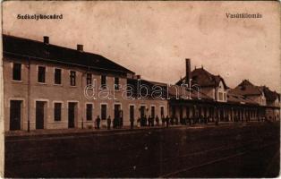 1917 Székelykocsárd, Kocsárd, Lunca Muresului; vasútállomás. Vasúti levelezőlapárusítás / railway station (fa)