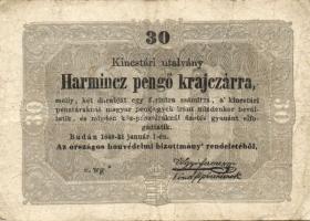 1849. 30kr "*"-gal "Kossuth-bankó" T:II-/III+