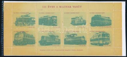 1971. 125 éves a Magyar Vasút. Megjelent a szobi vonat villamosításának ünnepélyes átadása alkalmából. levélzáró kisív (8db) sárgás kartonpapíron, fogazott