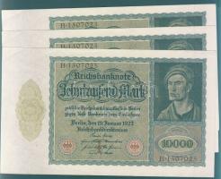 Német Birodalom / Weimari Köztársaság 1922. 10.000M (3x) egymásutáni sorszámokkal T:II+