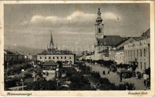 1942 Máramarossziget, Sighetu Marmatiei; Erzsébet főtér / main square (tűnyomok / pin marks)