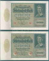 Német Birodalom / Weimari Köztársaság 1922. 10.000M (2x) egymásutáni sorszámokkal T:II+