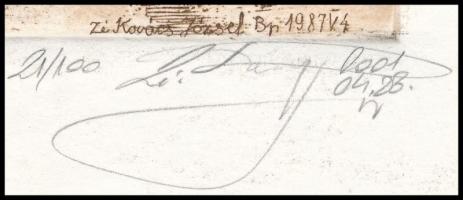 Zé Kovács József (1951-): Ikarus busz és vendéglő Rézkarc, papír, jelzett, számozott (21/100) 9,5×13...