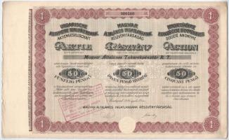 Budapest 1926. "Magyar Általános Ingatlanbank Részvénytársaság" részvénye 50P-ről, szelvényutalvánnyal, bélyegzéssel és szárazpecséttel T:II-