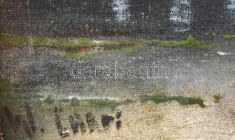 W Carl? Jelzéssel: Libapásztorlány tavasszal. Olaj, vászon, üvegezett dekoratív fakeretben. 28X21,5c...