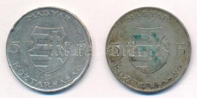 1947. 5Ft Ag "Kossuth" (2x) T:2-,3 patina Adamo F8.1