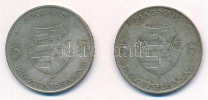 1947. 5Ft Ag "Kossuth" (2x) T:3 patina Adamo F8.1