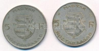1947. 5Ft Ag "Kossuth" (2x) T:3 patina Adamo F8.1