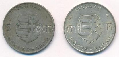1947. 5Ft Ag "Kossuth" (2x) T:3 patina Adamo F8.1