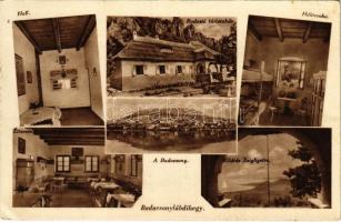 1940 Badacsonylábdihegy (Badacsonytördemic), Rodostó turistaház, hall, hálószoba, étterem, kilátás Szigligetre, Badacsony (EK)