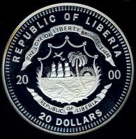 Liberia 2000. 20$ Ag "Apollo XVII" T:PP Csak 20.000db!