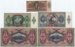 1930. 100P (2xklf, egyik alacsony, másik csillagos sorszámú) + 1936. 10P + 1939. 5P + 1941. 20P T:II...