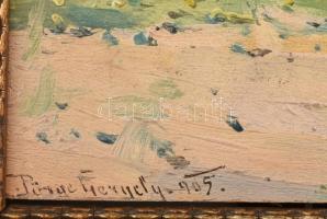 Pörge Gergely (1858-1930): Aratás Rákospalotán, 1905. Olaj, falemez. Jelezve balra lent: Pörge Gerge...