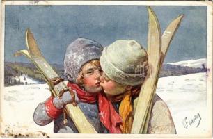 Síelő gyerekek / Children skiing. B.K.W.I. 613-3. s: K. Feiertag (EK)