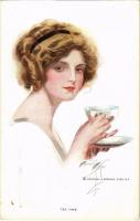 Tea Time / Lady. Reinthal & Newman No. 612. s: Harrison Fischer (EK)