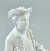 Rudolstadt rokokó figura, fehér mázas porcelán, jelzett, kopott, restaurált, m:18,5cm